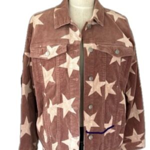 Altard State Star-Patterned Corduroy Pink Jacket
